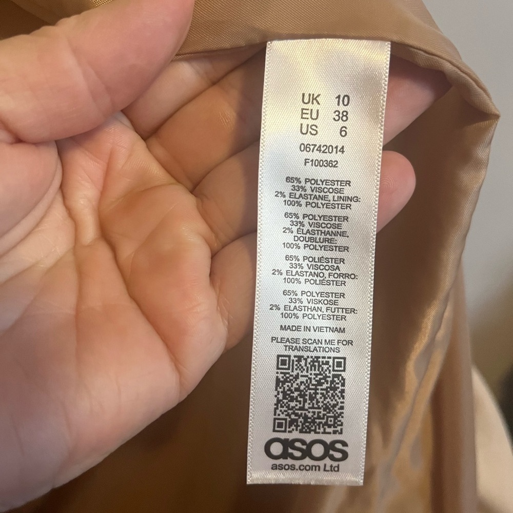 ASOS beautiful camel colour transitional lined coat size 6 neutral - Picture 11 of 12